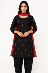 Black Blossom Embroidered Cotton 3PC Dress – Shirt, Shalwar & Dupatta