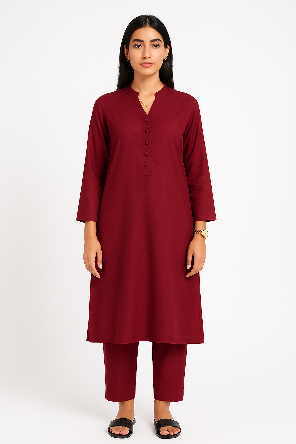 Maroon Grace Georgette 2PC Set – Long Shirt + Trouser