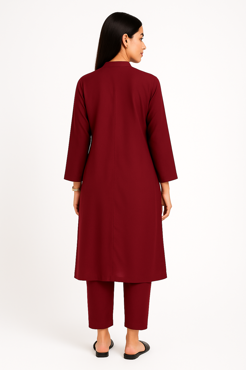 Maroon Grace Georgette 2PC Set – Long Shirt + Trouser