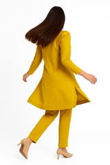 Mustard Glow Coord Set – Puffy Sleeve Shirt + Trousers (2PC)
