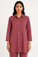 Purple Elegance Georgette Coord Set – Button-Down 2PC for Women