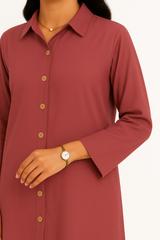 Purple Elegance Georgette Coord Set – Button-Down 2PC for Women