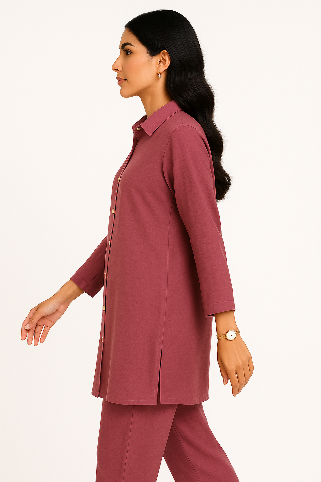Purple Elegance Georgette Coord Set – Button-Down 2PC for Women