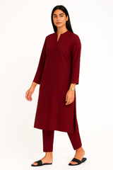 Maroon Grace Georgette 2PC Set – Long Shirt + Trouser