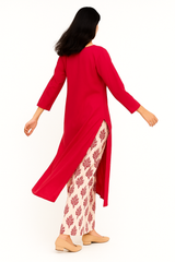 Blush Harmony Cotton Coord Set – Plain Shirt + Printed Plazo