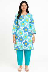 Floral Grace – Lawn Shirt with Lace Work & Farshi Shalwar (2PC)