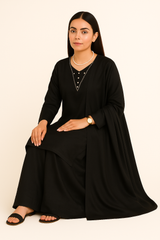 Black Grace – Raw Silk Shirt, Farshi Shalwar & Organza Dupatta (3PC)
