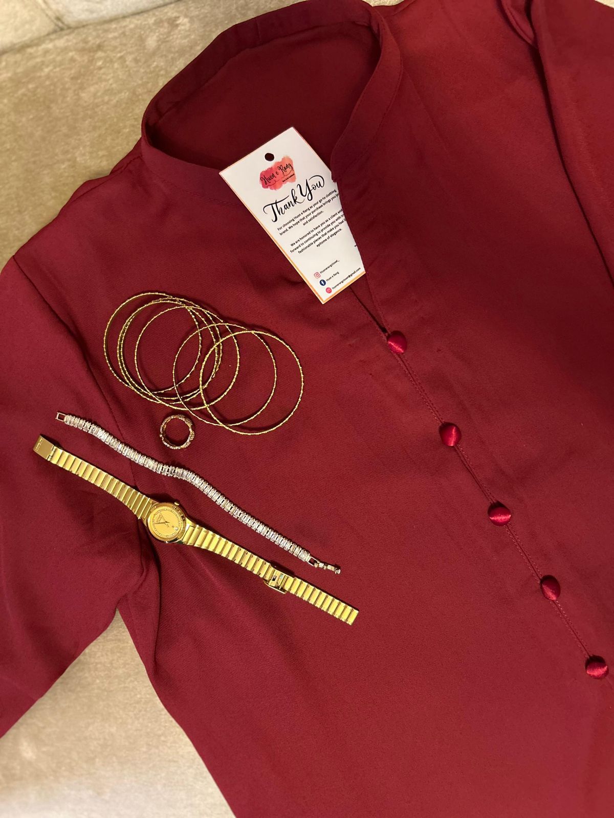 Maroon Grace Georgette 2PC Set – Long Shirt + Trouser